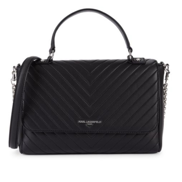Karl Lagerfeld Handbags - Karl Lagerfeld Womens Black Chevron Satchel Bag Purse